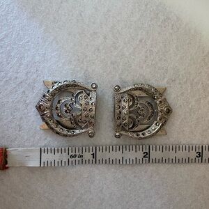 Sterling Silver Vintage 1930’s Marcasite Dress  Clips or Shoe Clips